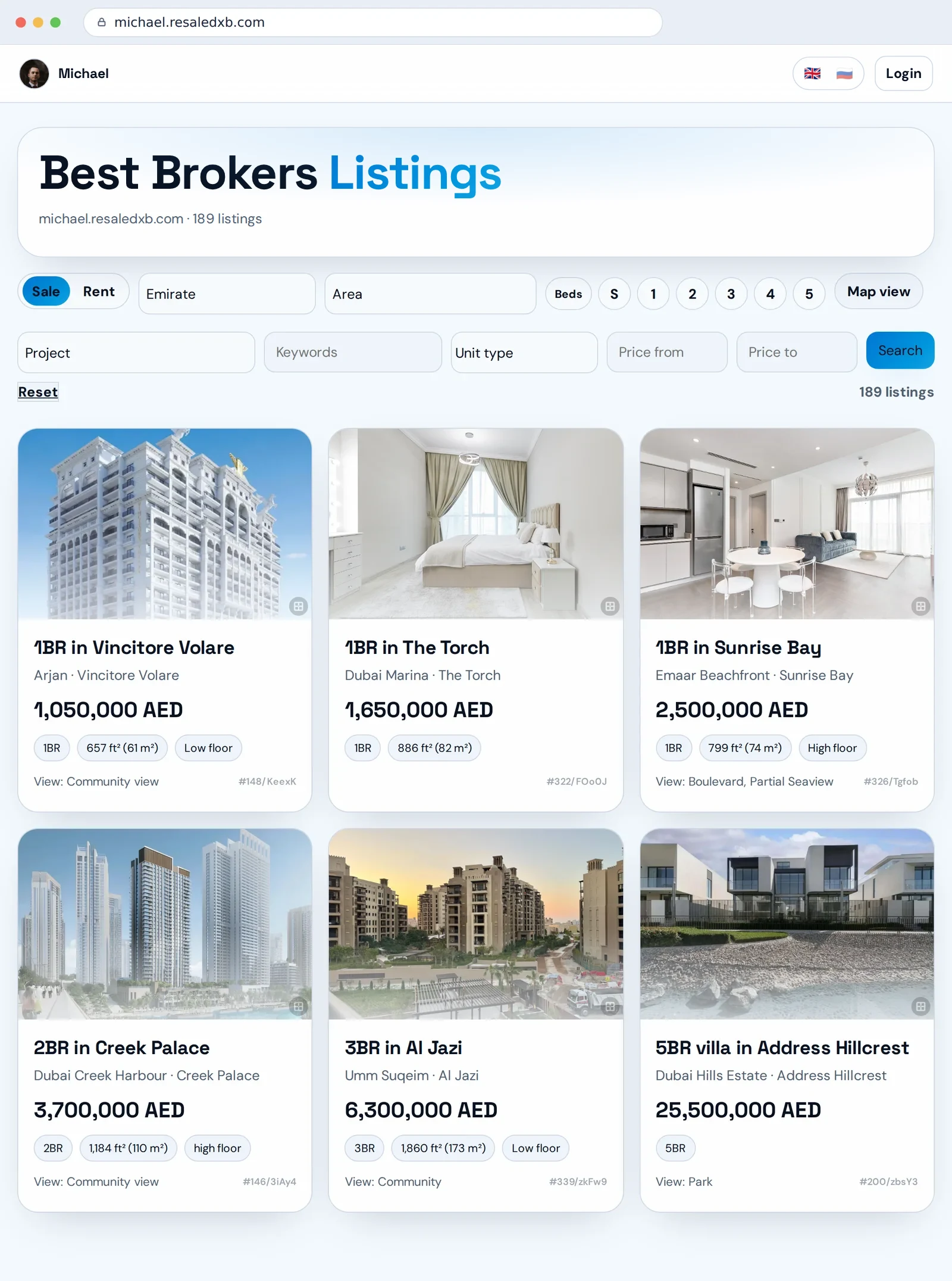 Click to enlarge Broker site with listings